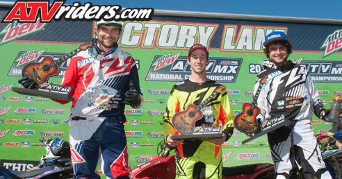 ATV MX - Round 3 - Pro ATV Motocross Podium (left to right), Chad Wienen (2nd), Joel Hetrick (1st), Thomas Brown (3rd)